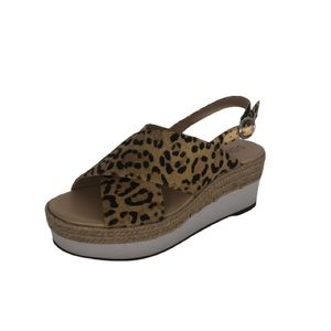 Sole Society Women’s leopard brown multi-printed city Leo Can wedge sandal